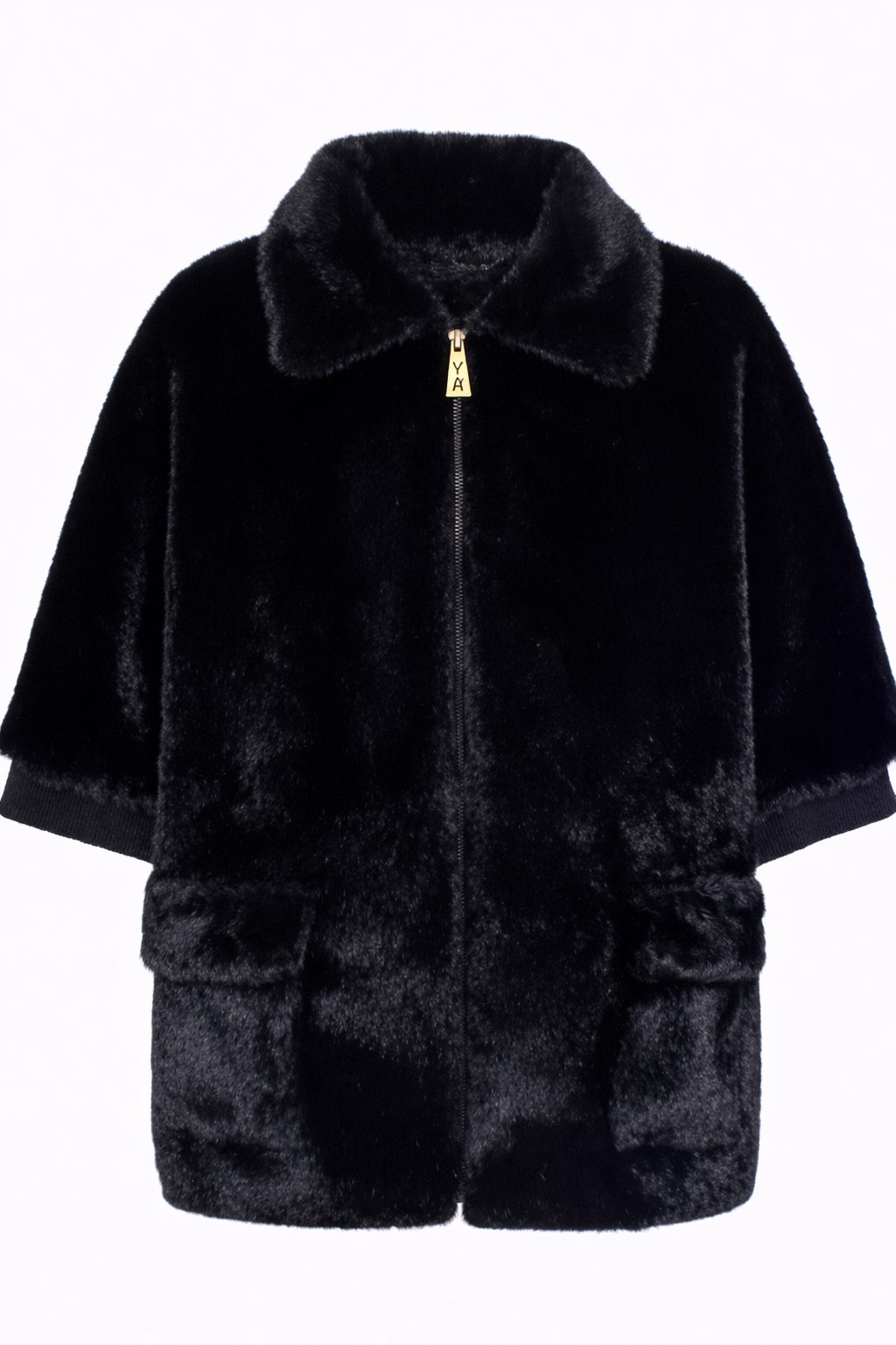 MANTELLA FAUX FUR FAKE MINK MANICA MAGLIA,2 TG,100%PL,M PRC    - BLACK